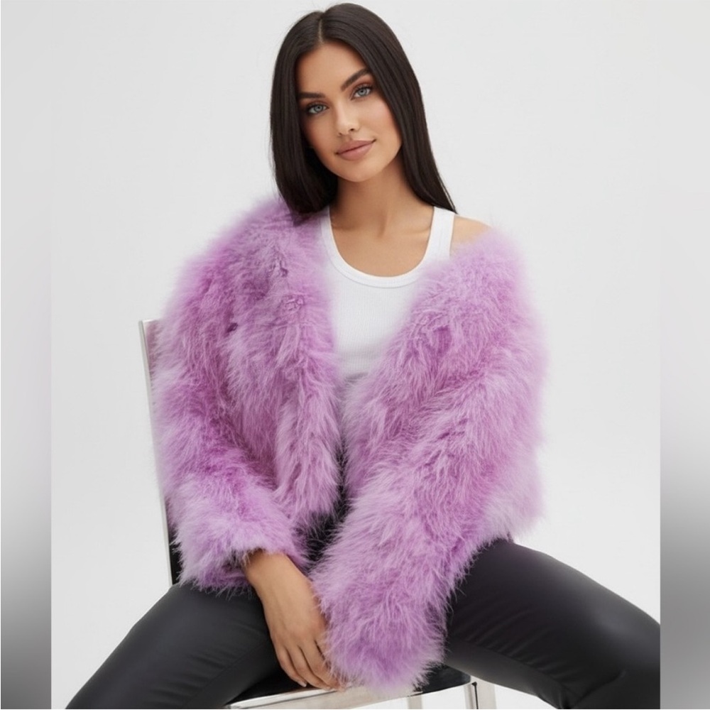 Lamarque lavender orchid fur feather jacket S - Picture 7 of 10